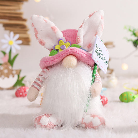 Easter Cute Bunny Ears Faceless Old Man Doll